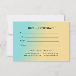 Carte Certificat cadeau minimaliste pour entreprise avec