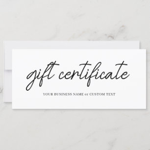 Carte Certificat cadeau minimaliste simple pour petites