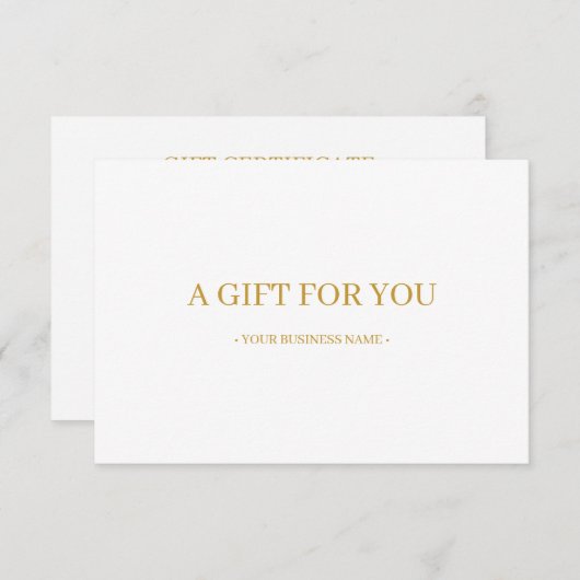 Carte Certificat cadeau minimum Customisé or (Devant / Derrière)