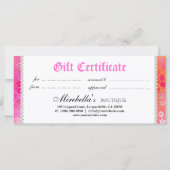 Carte Certificat cadeau mode Bijoux Zebra dentelle rose (Dos)