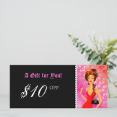 Carte Certificat cadeau mode Bijoux Zebra dentelle rose (Debout devant)