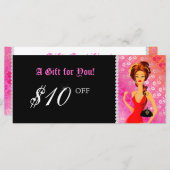 Carte Certificat cadeau mode Bijoux Zebra dentelle rose (Devant / Derrière)