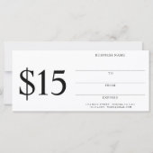 Carte Certificat Cadeau Modern Script Ajoutez Votre Mont (Dos)