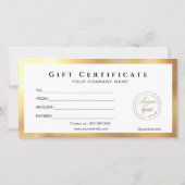 Carte Certificat cadeau moderne Black And Gold Ajouter L (Dos)