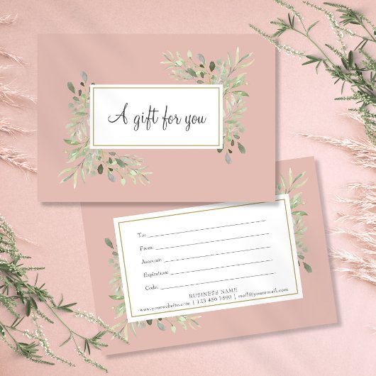 Carte Certificat Cadeau Moderne Chic avec Feuillage