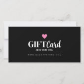 Carte Certificat cadeau moderne chic noir et blanc (Devant)