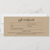 Carte Certificat Cadeau Moderne Écriture Boho Beige (Devant)