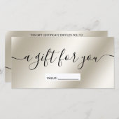 Carte Certificat cadeau moderne en dégradé métallique pe (Devant / Derrière)