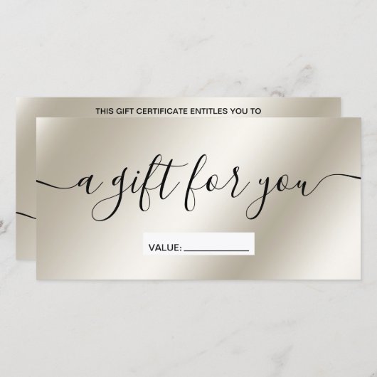 Carte Certificat cadeau moderne en dégradé métallique pe (Devant / Derrière)
