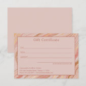 Carte Certificat cadeau moderne Pink Gold Abstrait Éléga (Devant / Derrière)