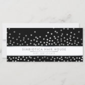 Carte CERTIFICAT CADEAU moderne points glam argent noir (Dos)