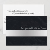 Carte Certificat Cadeau Moderne Rayure Faux Argent Cool (Devant / Derrière)