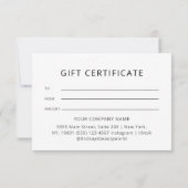 Carte Certificat Cadeau Moderne Rose Beige (Dos)