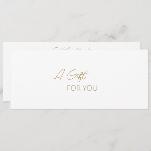 Carte Certificat cadeau moderne simple or élégant (Devant / Derrière)