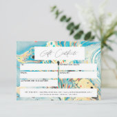 Carte Certificat cadeau moderne Voucher Marbre Bleu Scri (Debout devant)