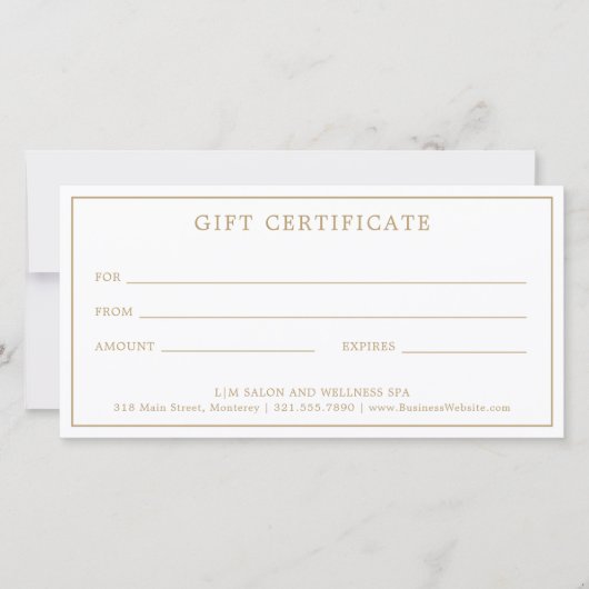 Carte Certificat cadeau Monogram Elegant Gold Business (Devant)