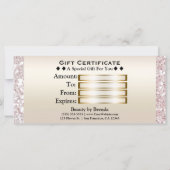 Carte Certificat Cadeau Monogramme Doré Paillettes Blanc (Dos)