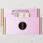 Carte Certificat Cadeau Monogramme Glam Or Rose Brillant (Devant / Derrière)