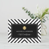 Carte Certificat cadeau Monogramme or Retro Mod (Debout devant)