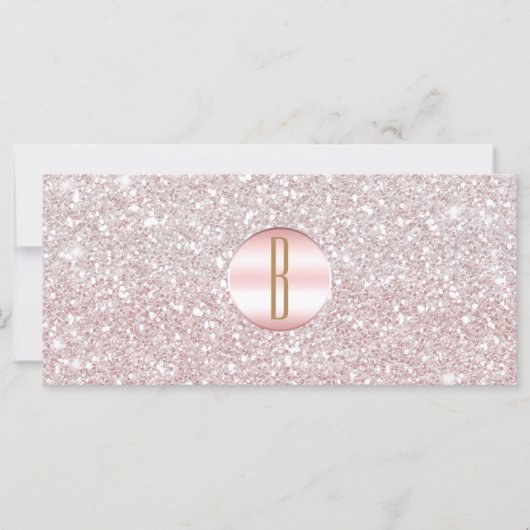 Carte Certificat Cadeau Monogramme Paillettes Rose Or (Devant)
