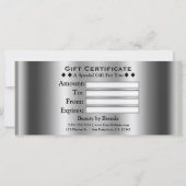 Carte Certificat cadeau Monogramme Silver White brillant (Dos)