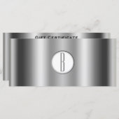 Carte Certificat cadeau Monogramme Silver White brillant (Devant / Derrière)