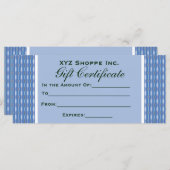 Carte Certificat cadeau motif bleu (Devant / Derrière)