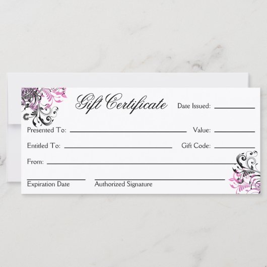 Carte Certificat cadeau Nail Studio (Dos)