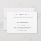 Carte Certificat-cadeau Navy et Agate Or (Dos)