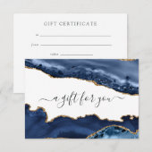Carte Certificat-cadeau Navy et Agate Or (Devant / Derrière)