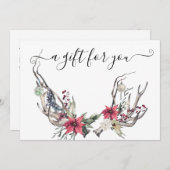 Carte Certificat cadeau Noël Boho Horns Floral (Devant / Derrière)