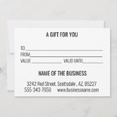 Carte Certificat Cadeau Noël Écriture Moderne (Dos)