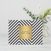 Carte Certificat Cadeau Nom Or avec Motif Noir et Blanc  (Debout devant)