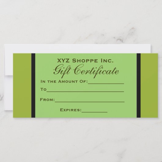 Carte Certificat cadeau Olive Green (Devant)