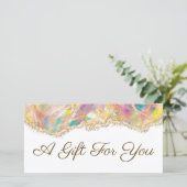 Carte certificat cadeau opal design (Debout devant)