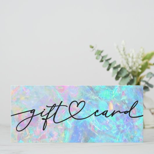 Carte certificat cadeau opal texture (Debout devant)