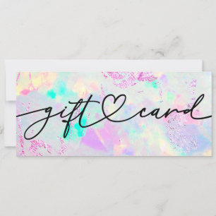 Carte certificat cadeau opale fausse iridescente