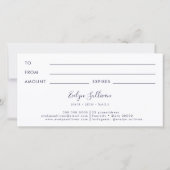 Carte certificat cadeau opale foncé (Dos)