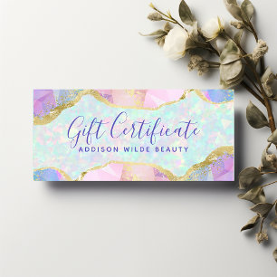 Carte Certificat Cadeau Opale Pastel Iridescent