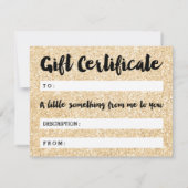 Carte Certificat cadeau or parties scintillant scintille (Dos)