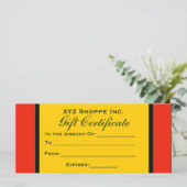 Carte Certificat cadeau Orange (Debout devant)