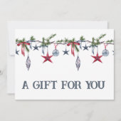 Carte Certificat cadeau Ornements de Noël (Devant)