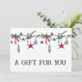 Carte Certificat cadeau Ornements de Noël (Debout devant)