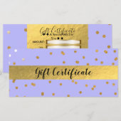 Carte Certificat-cadeau pailleté points de confettis vio (Devant / Derrière)