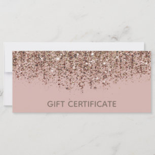 Carte Certificat Cadeau Paillettes Bronze Taupe Rose Or