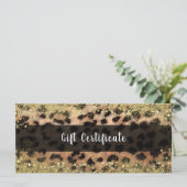 Carte Certificat Cadeau Paillettes Dorées Léopard Guépar (Debout devant)