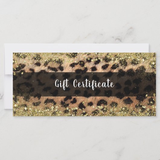 Carte Certificat Cadeau Paillettes Dorées Léopard Guépar (Devant)