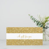Carte Certificat Cadeau Paillettes Or Chic (Debout devant)