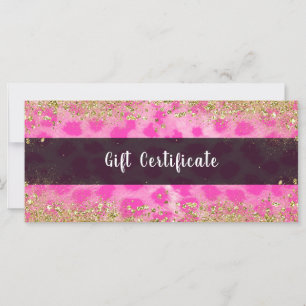 Carte Certificat Cadeau Paillettes Or Léopard Rose Guépa