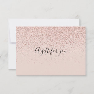 Carte Certificat Cadeau Paillettes Or Rose